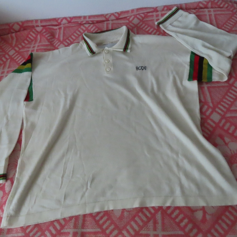 BODE Cycling Stripe Logo Knitted Long Sleeve Polo XL/XXL